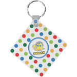 Dots & Dinosaur Diamond Plastic Keychain w/ Name or Text