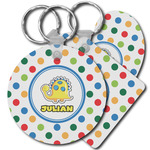 Dots & Dinosaur Plastic Keychain (Personalized)