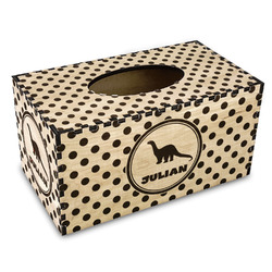 Dots & Dinosaur Wood Tissue Box Cover - Rectangle (Personalized)