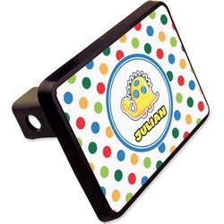 Dots & Dinosaur Rectangular Trailer Hitch Cover - 2" (Personalized)