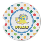 Dots & Dinosaur Sandstone Car Coaster - Single (Personalized)