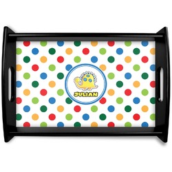 Dots & Dinosaur Black Wooden Tray - Small (Personalized)