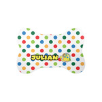 Dots & Dinosaur Bone Shaped Dog Food Mat (Small) (Personalized)