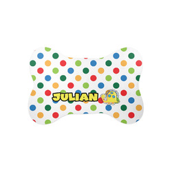 Dots & Dinosaur Bone Shaped Dog Food Mat (Small) (Personalized)