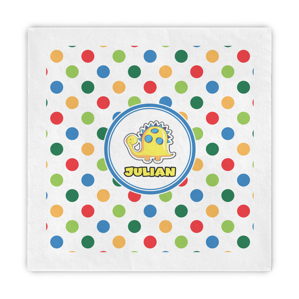 Custom Dots & Dinosaur Standard Decorative Napkins (Personalized)