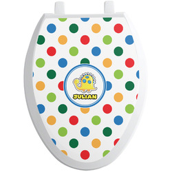 Dots & Dinosaur Toilet Seat Decal - Elongated (Personalized)