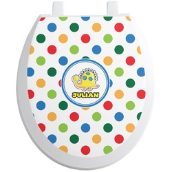 Dots & Dinosaur Toilet Seat Decal - Round (Personalized)