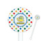 Dots & Dinosaur White Plastic 5.5" Stir Stick - Round - Closeup