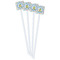 Dots & Dinosaur White Plastic Stir Stick - Double Sided - Square - Front