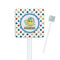 Dots & Dinosaur White Plastic Stir Stick - Square - Closeup