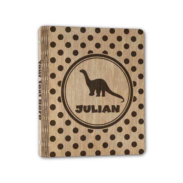 Custom Dots & Dinosaur Wood 3-Ring Binder - 1" Half-Letter Size (Personalized)