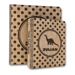 Dots & Dinosaur Wood 3-Ring Binder (Personalized)