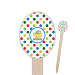 Dots & Dinosaur Oval Wooden Food Picks (Personalized)