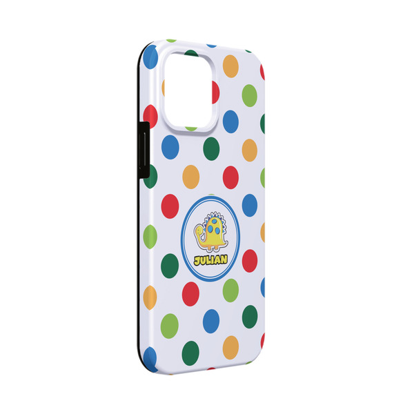 Custom Dots & Dinosaur iPhone Case - Rubber Lined - iPhone 13 Mini (Personalized)