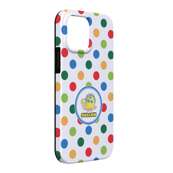 Custom Dots & Dinosaur iPhone Case - Rubber Lined - iPhone 13 Pro Max (Personalized)