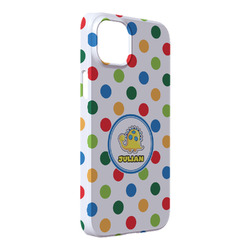 Dots & Dinosaur iPhone Case - Plastic - iPhone 14 Plus (Personalized)