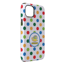Dots & Dinosaur iPhone Case - Rubber Lined - iPhone 14 Pro Max (Personalized)