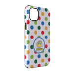 Dots & Dinosaur iPhone Case - Rubber Lined - iPhone 14 Pro (Personalized)