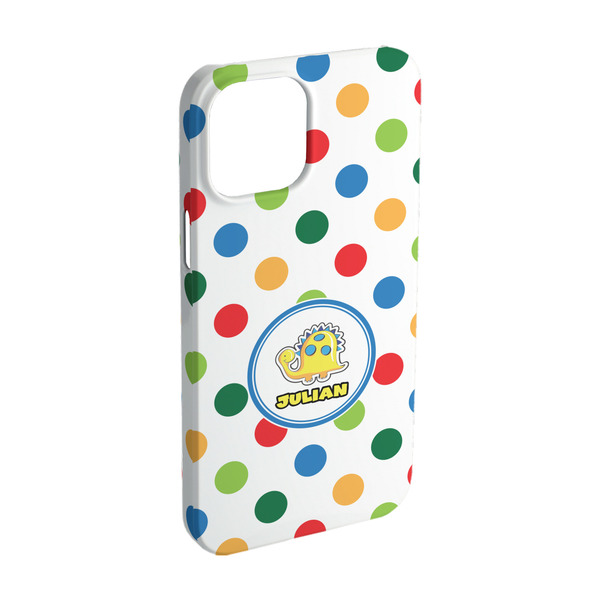 Custom Dots & Dinosaur iPhone Case - Plastic - iPhone 15 (Personalized)