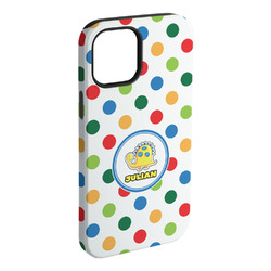 Dots & Dinosaur iPhone Case - Rubber Lined - iPhone 15 Plus (Personalized)