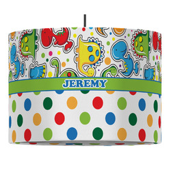 Dinosaur Print & Dots Drum Pendant Lamp (Personalized)