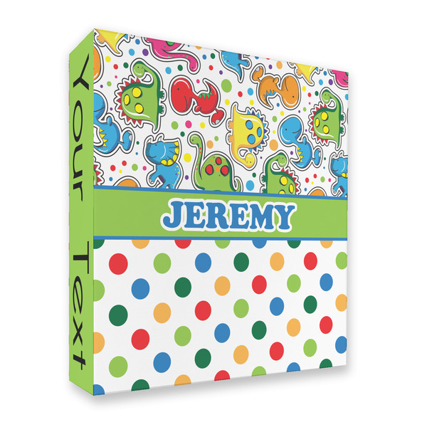 Custom Dinosaur Print & Dots 3 Ring Binder - Full Wrap - 2" (Personalized)