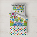 Dinosaur Print & Dots Duvet Cover Set - Twin XL (Personalized)