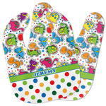 Dinosaur Print & Dots Baby Bib w/ Name or Text