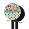 Dinosaur Print & Dots Black Plastic 5.5" Stir Stick - Single Sided - Round - Front & Back