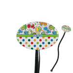 Dinosaur Print & Dots 7" Oval Plastic Stir Sticks - Black - Double Sided (Personalized)