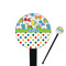 Dinosaur Print & Dots Black Plastic 7" Stir Stick - Round - Closeup