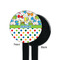 Dinosaur Print & Dots Black Plastic 7" Stir Stick - Single Sided - Round - Front & Back