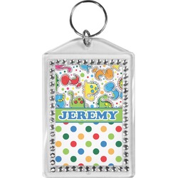 Dinosaur Print & Dots Bling Keychain (Personalized)