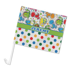 Dinosaur Print & Dots Car Flag - Large (Personalized)