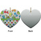 Dinosaur Print & Dots Ceramic Flat Ornament - Heart Front & Back (APPROVAL)