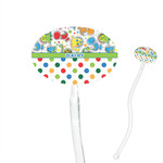 Dinosaur Print & Dots 7" Oval Plastic Stir Sticks - Clear (Personalized)