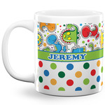 Dinosaur Print & Dots 20 Oz Coffee Mug - White (Personalized)