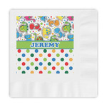 Dinosaur Print & Dots Embossed Decorative Napkins (Personalized)