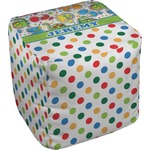 Dinosaur Print & Dots Cube Pouf Ottoman - 13" (Personalized)