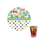 Dinosaur Print & Dots Printed Drink Topper - 1.5" (Personalized)