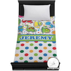 Dinosaur Print & Dots Duvet Cover - Twin XL (Personalized)