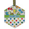 Dinosaur Print & Dots Frosted Glass Ornament - Hexagon