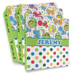 Dinosaur Print & Dots 3 Ring Binder - Full Wrap (Personalized)