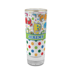 Dinosaur Print & Dots 2 oz Shot Glass - Glass with Gold Rim (Personalized)