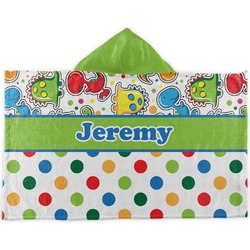 Dinosaur Print & Dots Kids Hooded Towel (Personalized)