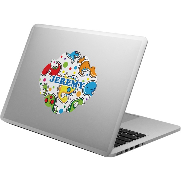 Custom Dinosaur Print & Dots Laptop Decal (Personalized)