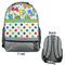 Dinosaur Print & Dots Large Backpack - Gray - Front & Back View