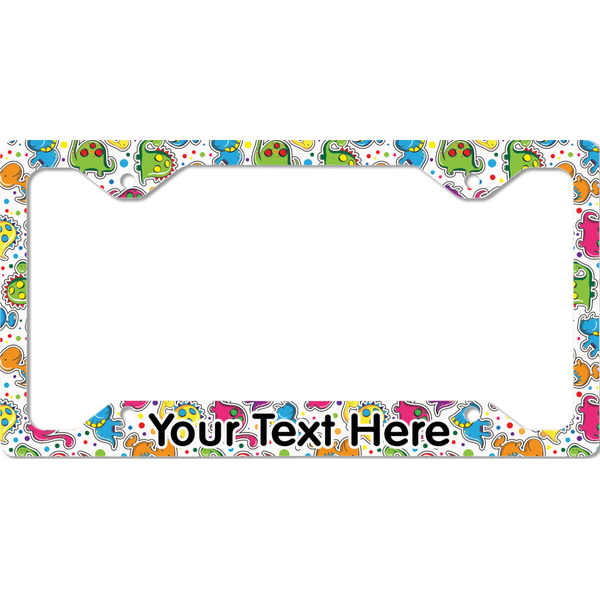 Custom Dinosaur Print & Dots License Plate Frame - Style C (Personalized)