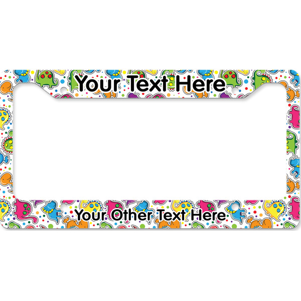 Custom Dinosaur Print & Dots License Plate Frame - Style B (Personalized)