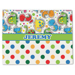 Dinosaur Print & Dots Single-Sided Linen Placemat - Single w/ Name or Text